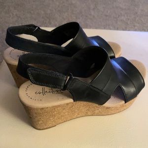 Clarks Annadel Black Leather Wedge